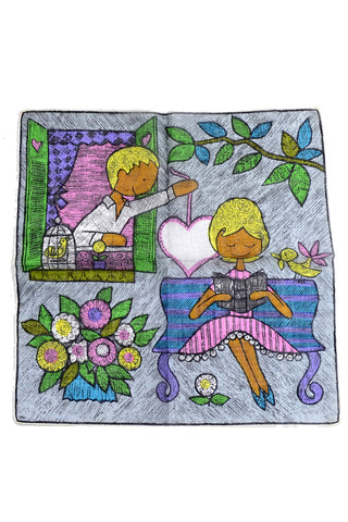 Dep Vintage Handkerchief Hankie Love Birds 