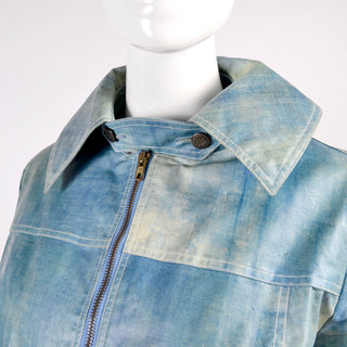 Zip up coated denim jacket