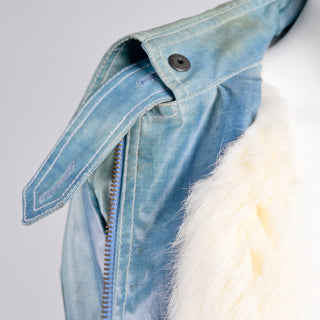 Vintage Zip front denim jacket with fur lining