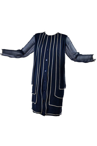 1960's layered chiffon vintage navy dress