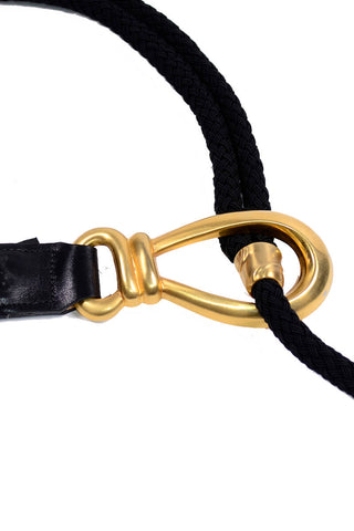1990s Details By Patricia Green Black Cord Belt w/ Large Gold Toggle