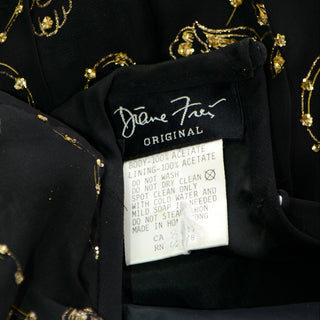 Diane Freis Vintage Black & Gold Glitter Evening Dress  1980s made in Hong Kong