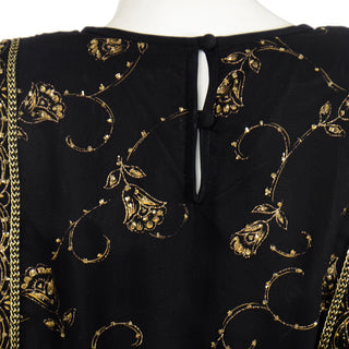 Diane Freis Vintage Black & Gold Glitter Evening Dress fancy