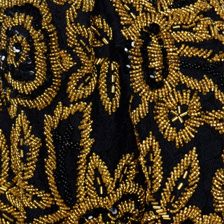 Diane Freis Vintage Gold Heavily Beaded Embroidered Black Jacket Open front