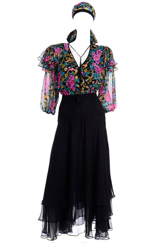 Diane Freis Limited Edition Silk Dress With Scarf