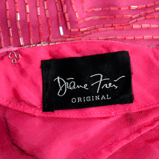 Diane Freis Original Pink Evening Dress Beaded Vintage Gown