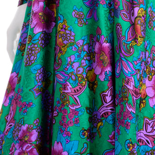 OS 1980s Diane Freis Colorful Floral Silk Vintage Dress