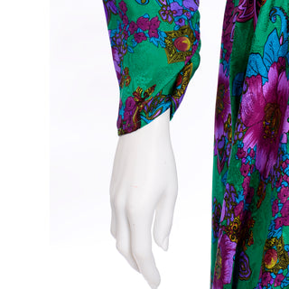 LS 1980s Diane Freis Colorful Floral Silk Vintage Dress