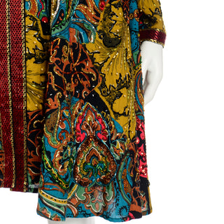 1980s Diane Freis Beaded Jacket Colorful Baroque Print Vintage Swing Coat unique