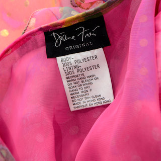 Diane Freis Vintage Pink Dot Ruffled Organza Long Dress 1980s Hong Kong