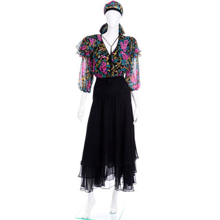 Diane Freis Limited Edition Silk Vintage Dress With Scarf 