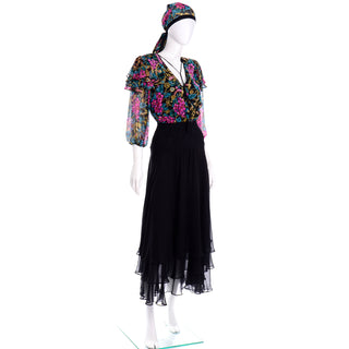 Diane Freis Limited Edition Silk Dress With Scarf and tassels