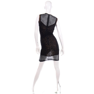1990s Dolce & Gabbana Vintage Leopard Print Black Lace Evening Mini Dress 90s