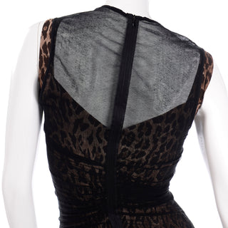1990s Dolce & Gabbana Vintage Leopard Print Black sheer Evening Mini Dress