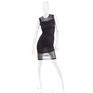 90s Dolce & Gabbana Vintage Leopard Print Black Lace Evening Mini Dress