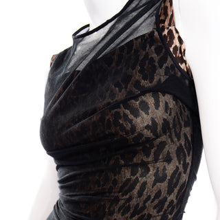 Fitted 1990s Dolce & Gabbana Vintage Leopard Print Black Lace Evening Mini Dress