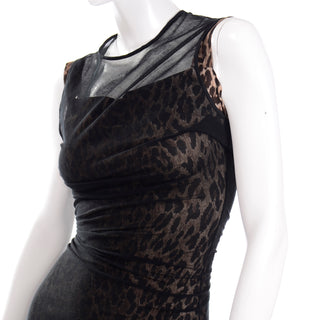 Bodycon 1990s Dolce & Gabbana Vintage Leopard Print Black Lace Evening Mini Dress