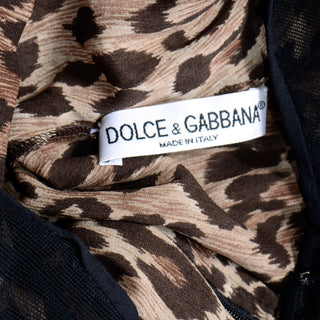 1990s Dolce & Gabbana Vintage Leopard Print Black sheer 90s Evening Mini Dress