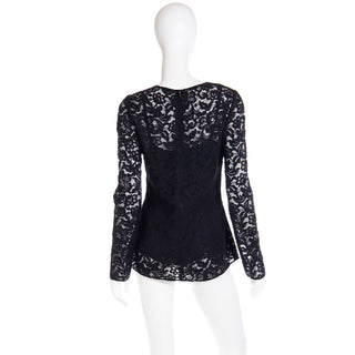 2000s Dolce & Gabbana Black Lace Long Sleeve Top Med