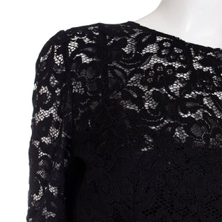 2000s Dolce & Gabbana Black Lace Long Sleeve Top floral pattern