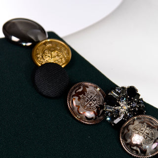 Dolce & Gabbana Green Knit Button Dress with Ruffles rare