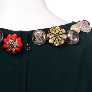 Dolce & Gabbana Green Knit Button Dress with Ruffles rare dress