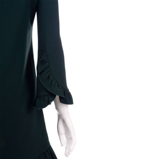 Dolce & Gabbana Green Knit Button Dress with Ruffled hem and cuffs