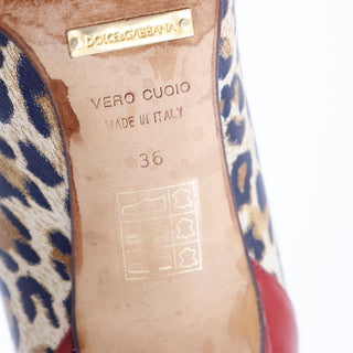 2000s Dolce & Gabbana Leopard Print Shoes w Red Patent Trim