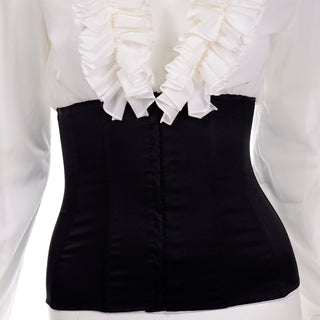Dolce & Gabbana Top Black and White Ruffle Corset Blouse with original tags
