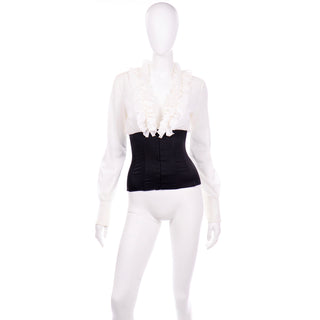 Dolce & Gabbana Top Black and White Ruffle Corset Blouse new unworn with tags