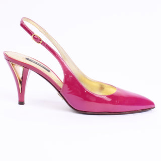 Dolce & Gabbana Shoes Magenta Pink Patent Leather Slingback Heels w original box