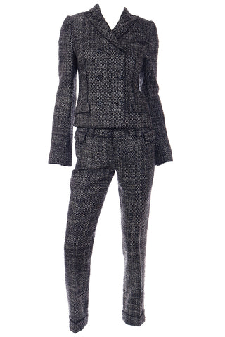 2000s Dolce & Gabbana 3 pc Black Tweed Jacket Vest & Trousers Suit