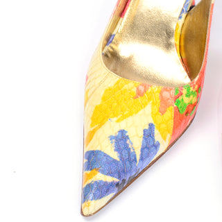 Dolce & Gabbana Colorful Floral Snakeskin Slingback Shoes Italy