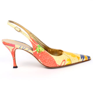 Dolce & Gabbana Colorful Floral Snakeskin Slingback Shoes size 6.5