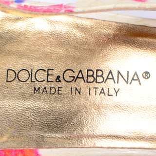 Dolce & Gabbana Colorful Floral Snakeskin Slingback Shoes Made in Italy