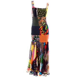 1993 Dolce & Gabbana Vintage Spring Patchwork Print Silk Dress