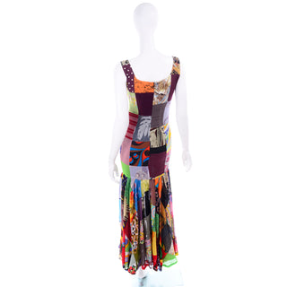 1993 Dolce & Gabbana Vintage Spring Patchwork Print Silk Dress Flounce