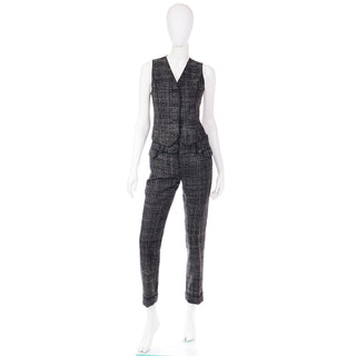 Vintage 2000s Dolce & Gabbana 3 pc Black Tweed Jacket Vest & Trousers Suit