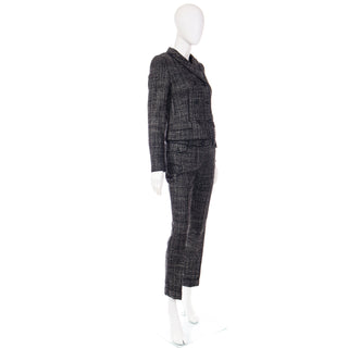 2000s Dolce & Gabbana 3 pc Black Tweed Jacket Vest & Trousers Suit Sz S