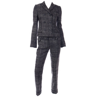 2000s Dolce & Gabbana 3 pc Black Tweed Jacket Vest & Trousers Suit Size 40 S