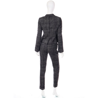 2000s Dolce & Gabbana 3 pc Black Tweed Jacket Vest & Trousers Suit Small