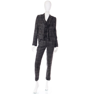 Vintage 2000s Dolce & Gabbana 3 pc Black Tweed Jacket Vest & Trousers Suit S