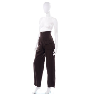 Rare Dolce & Gabbana Vintage Ultra High Corset Waist Brown Trousers Pants 