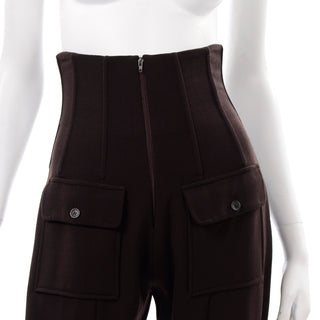 Rare Dolce & Gabbana Vintage Ultra High Corset Waist Brown Pants pockets
