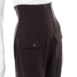 Rare Dolce & Gabbana Vintage Ultra High Corset Waist Brown Pants boned