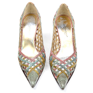 Dolce & Gabbana Woven Pastel Snakeskin Pointed Toe Heels 6.5