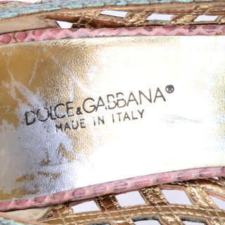 Dolce & Gabbana Woven Pastel Snakeskin Pointed Toe Heels 6.5