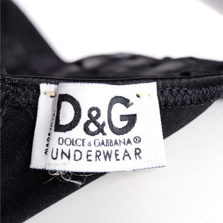 Dolce & Gabbana Black Dot Lace Sheer Babydoll Slip w/ Lace Up Front