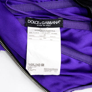 Dolce Gabbana Purple Silk Ruched Dress With Black Lace Trim Italy