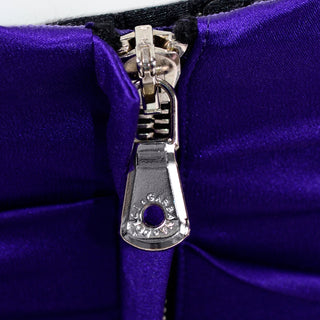 Dolce Gabbana Purple Silk Corset Ruched Dress With Black Lace Trim